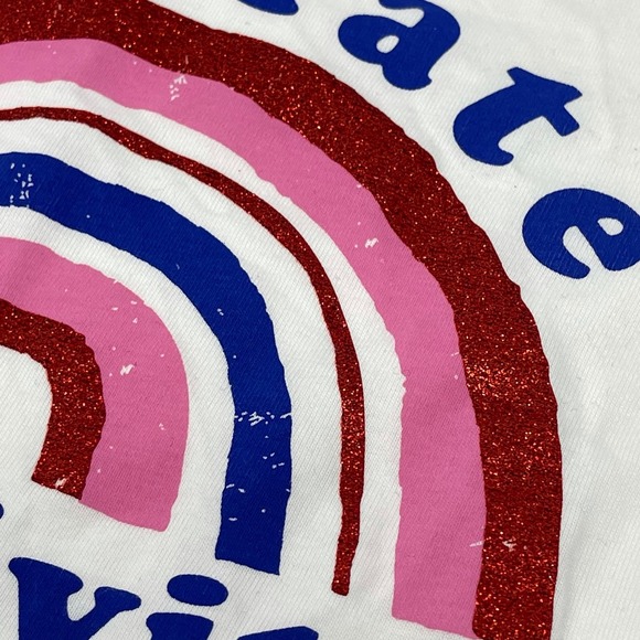 Joe Fresh Radiate Positivity Rainbow Glitter Keyhole Back Girls T-Shirt 12-18m - Picture 3 of 7